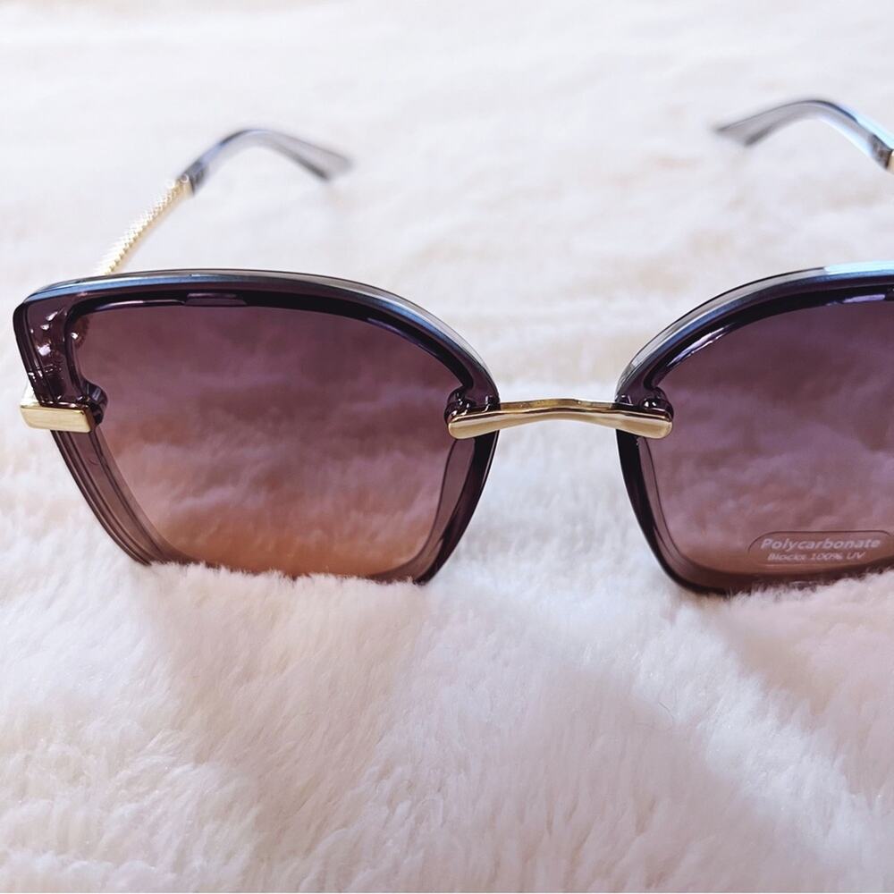 Gia Clear Light Purple Chain Link Oversized Sunglasses - Picture 12 of 12